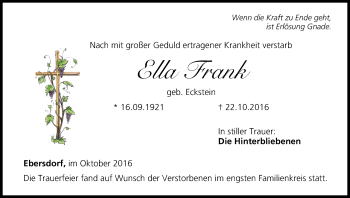 Anzeige von Ella Frank von MGO