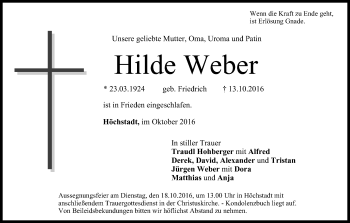 Anzeige von Hilde Weber von MGO
