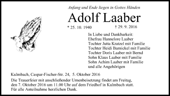 Anzeige von Adolf Laaber von MGO