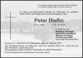 Anzeige von Peter Bleßin von MGO