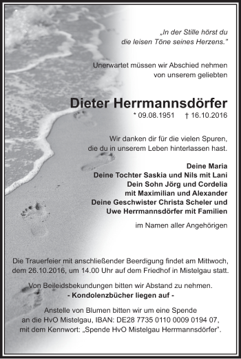 Anzeige von Dieter Herrmannsdörfer von MGO