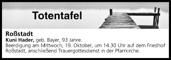 Anzeige von Totentafel vom 19.10.2016 von MGO