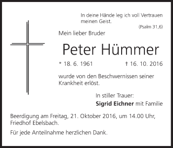 Anzeige von Peter Hümmer von MGO