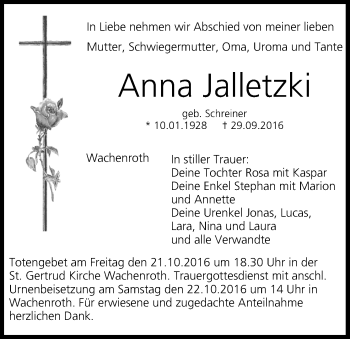 Anzeige von Anna Jalletzki von MGO