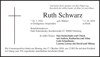 Anzeige von Ruth Schwarz von MGO