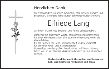 Anzeige von Elfriede Lang von MGO