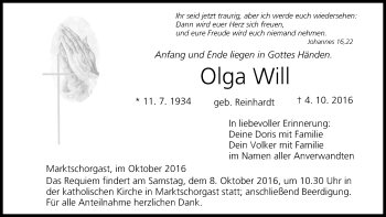 Anzeige von Olga Will von MGO