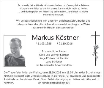 Anzeige von Markus Köstner von MGO