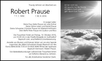 Anzeige von Robert Prause von MGO