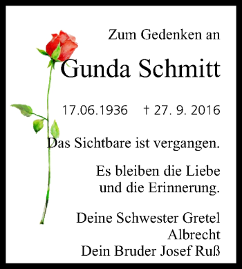 Anzeige von Gunda Schmitt von MGO
