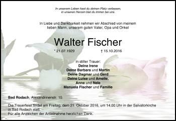 Anzeige von Walter Fischer von MGO