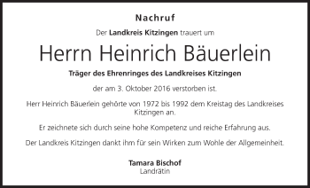 Anzeige von Heinrich Bäuerlein von MGO