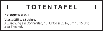 Anzeige von Totentafel vom 13.10.2016 von MGO