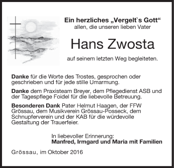 Anzeige von Hans Zwosta von MGO