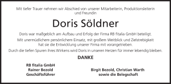 Anzeige von Doris Söldner von MGO