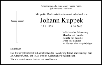 Anzeige von Johann Kuppek von MGO