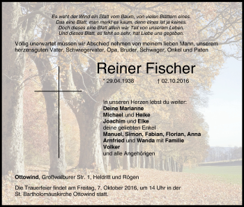Anzeige von Reiner Fischer von MGO