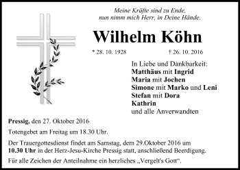 Anzeige von Wilhelm Köhn von MGO