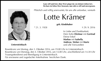 Anzeige von Lotte Krämer von MGO
