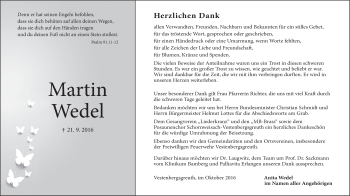 Anzeige von Martin Wedel von MGO