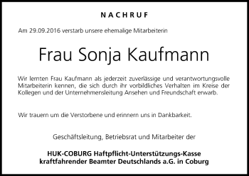 Anzeige von Sonja Kaufmann von MGO
