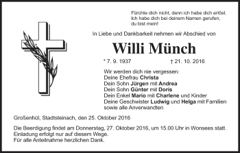 Anzeige von Willi Münch von MGO