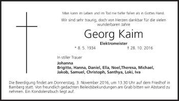 Anzeige von Georg Kaim von MGO