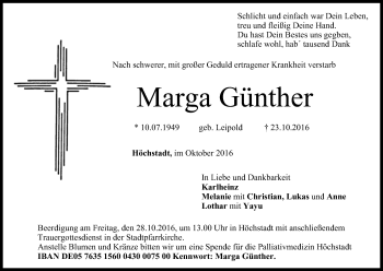 Anzeige von Marga Günther von MGO