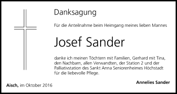 Anzeige von Josef Sander von MGO