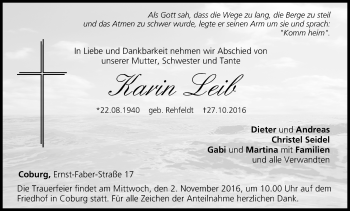 Anzeige von Karin Leib von MGO