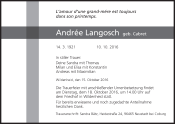 Anzeige von Andree Langosch von MGO