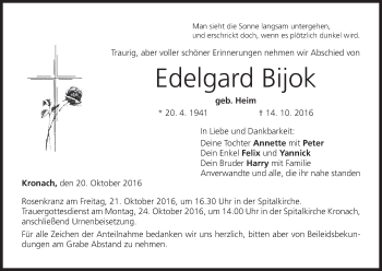 Anzeige von Edelgard Bijok von MGO