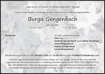 Anzeige von Burga Gengenbach von MGO