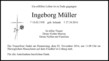 Anzeige von Ingeborg Müller von MGO