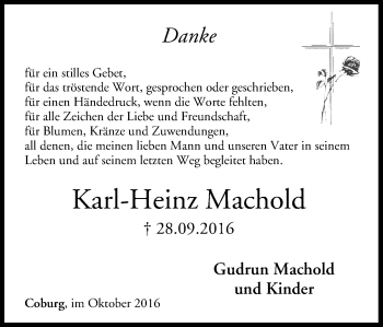 Anzeige von Karl-Heinz Machold von MGO