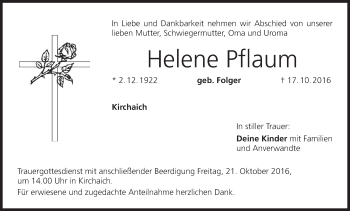 Anzeige von Helene Pflaum von MGO