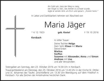 Anzeige von Maria Jäger von MGO