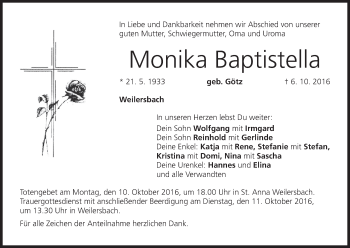 Anzeige von Monika Baptistella von MGO