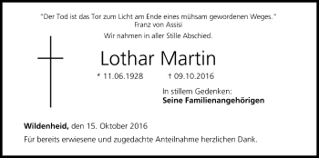 Anzeige von Lothar Martin von MGO