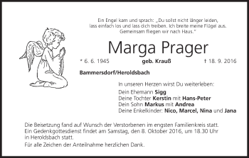 Anzeige von Marga Prager von MGO