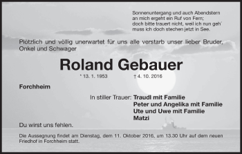 Anzeige von Roland Gebauer von MGO