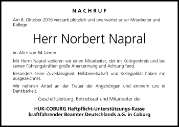 Anzeige von Norbert Napral von MGO
