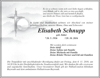 Anzeige von Elisabeth Schnupp von MGO
