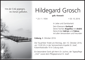 Anzeige von Hildegard Grosch von MGO