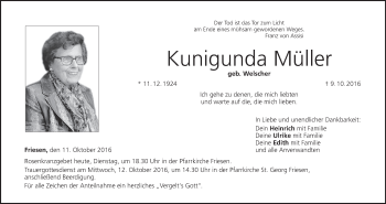 Anzeige von Kunigunda Müller von MGO