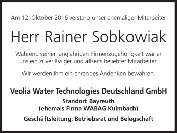 Anzeige von Rainer Sobkowiak von MGO