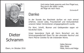 Anzeige von Dieter Schramm von MGO