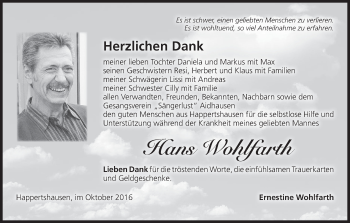 Anzeige von Hans Wohlfahrt von MGO