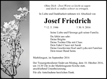 Anzeige von Josef Friedrich von MGO