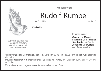 Anzeige von Rudolf Rumpel von MGO